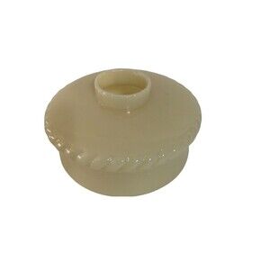 MCM Mid Century Glass Lamp Shade Round Decorative Ceiling Lighting beige tan Vtg